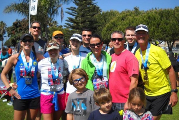 My Friends from Future Track Running Club, my husband, and kids at the finish line.