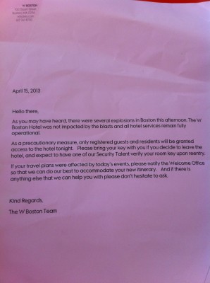 the letter from our hotel