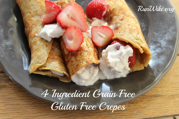 4 Ingredient Gluten Free Grain Free Crepe recipe-only a few ingredients and great if you're clean eating- such a healthy breakfast idea