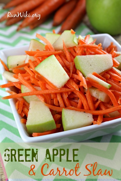 Green Apple and Carrot Slaw- I love this recipe! It's such a good summer picnic, bbq side / salad. It's has a sweet tart flavor and great if you're clean eating. 