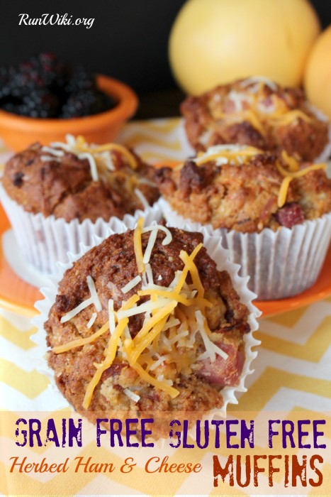 Gluten Free Grain Free Herbed Ham and Cheese Muffins. These are gone in a day in my house- quick and easy to make and excellent to grab and go breakfast or lunch when your in a hurry. You could easily omit the ham and cheese and make these vegetarian