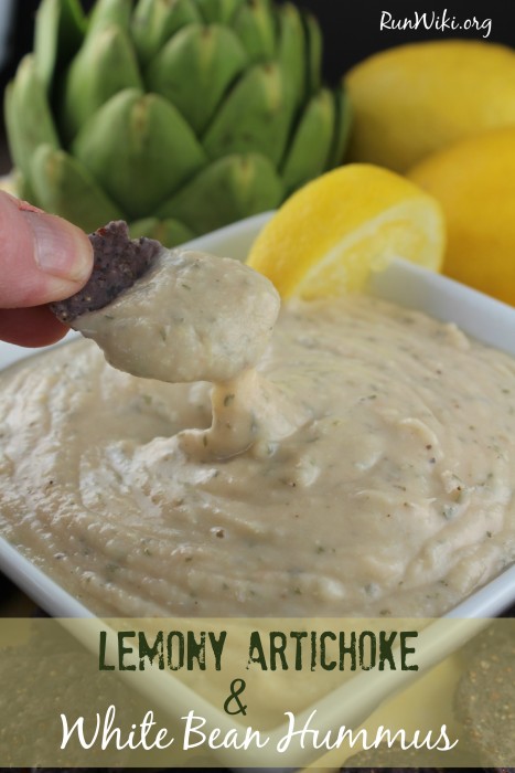 Lemony Artichoke and White Bean Hummus Dip. I love this clean eating appetizer. Sometimes I will eat it as a main dish when I don't feel like cooking- even my kids love this.