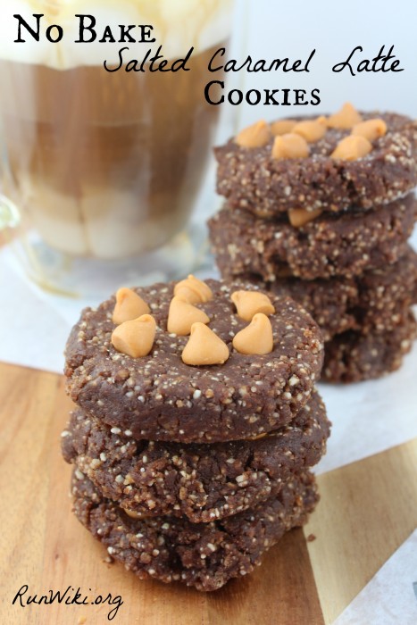No Bake Salted Caramel Latte Cookies - Who wants to turn on a hot oven during the summer? Not me- this cookie recipe  takes less than 15 minutes to make- my secret ingredient gives these a rich deep flavor. 