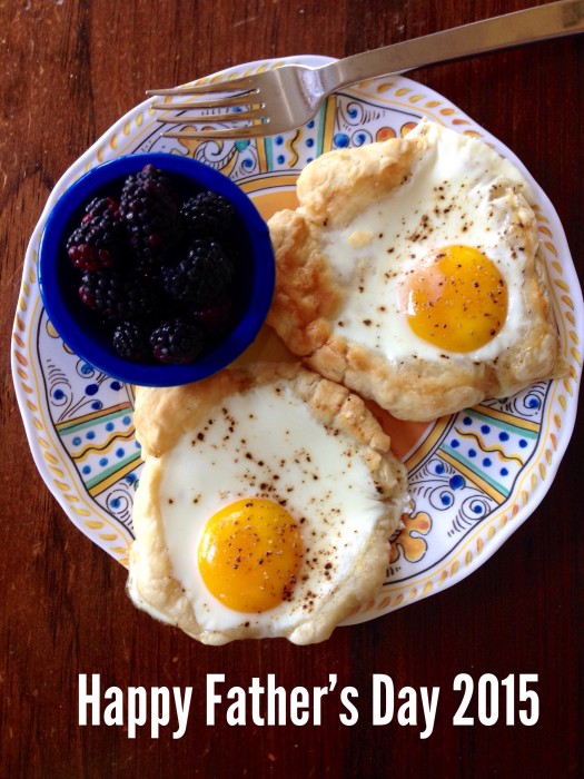 Father's Day Breakfast- Eggs in Puff Pastry and fresh balckberries