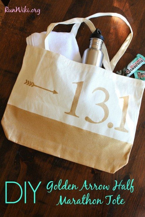 Easy DIY craft for runners. This bag would be great as a gift for a beginner doing their first 12 week training program for a half marathon or anyone who loves running! you could also do 5K, 10K or marathon. Easy step by step tips. fitness motivation| quotes 