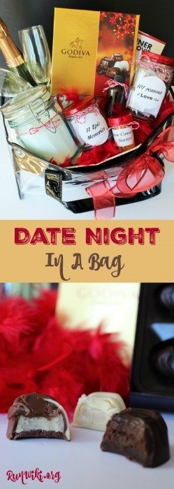 Date Night In a Bag- Sometimes you need to take your romance on the go and this gift idea is the perfect way to travel with your significant other. It would also be a great Christmas or Valentines gift for your love. All items are inexpensive or free. Sponsored 